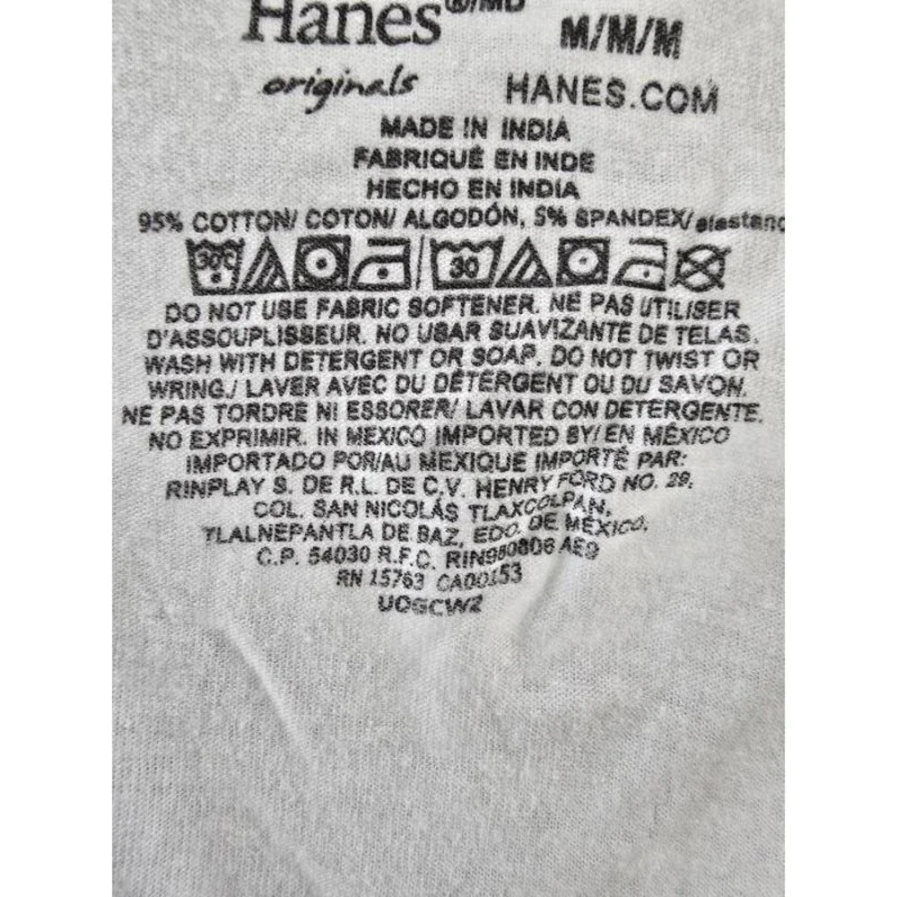 Hanes Originals Supersoft T-Shirt Men's M White Crew Neck Short Sleeve Pullover